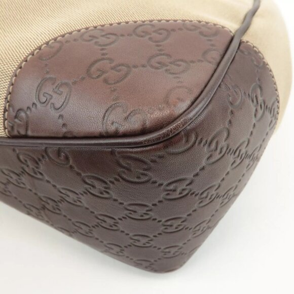 Authentic GUCCI Canvas Leather Shoulder Bag Beige Brown - Picture 10 of 16